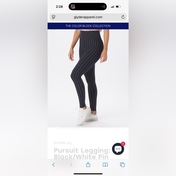Glyder Black Leggings with Pinstripe Design - Picture 1 of 5